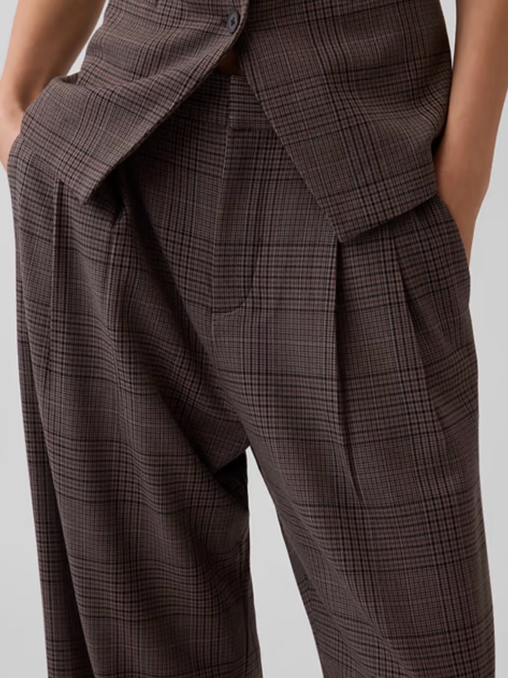 Gap High Rise Brushed Houndstooth Trousers